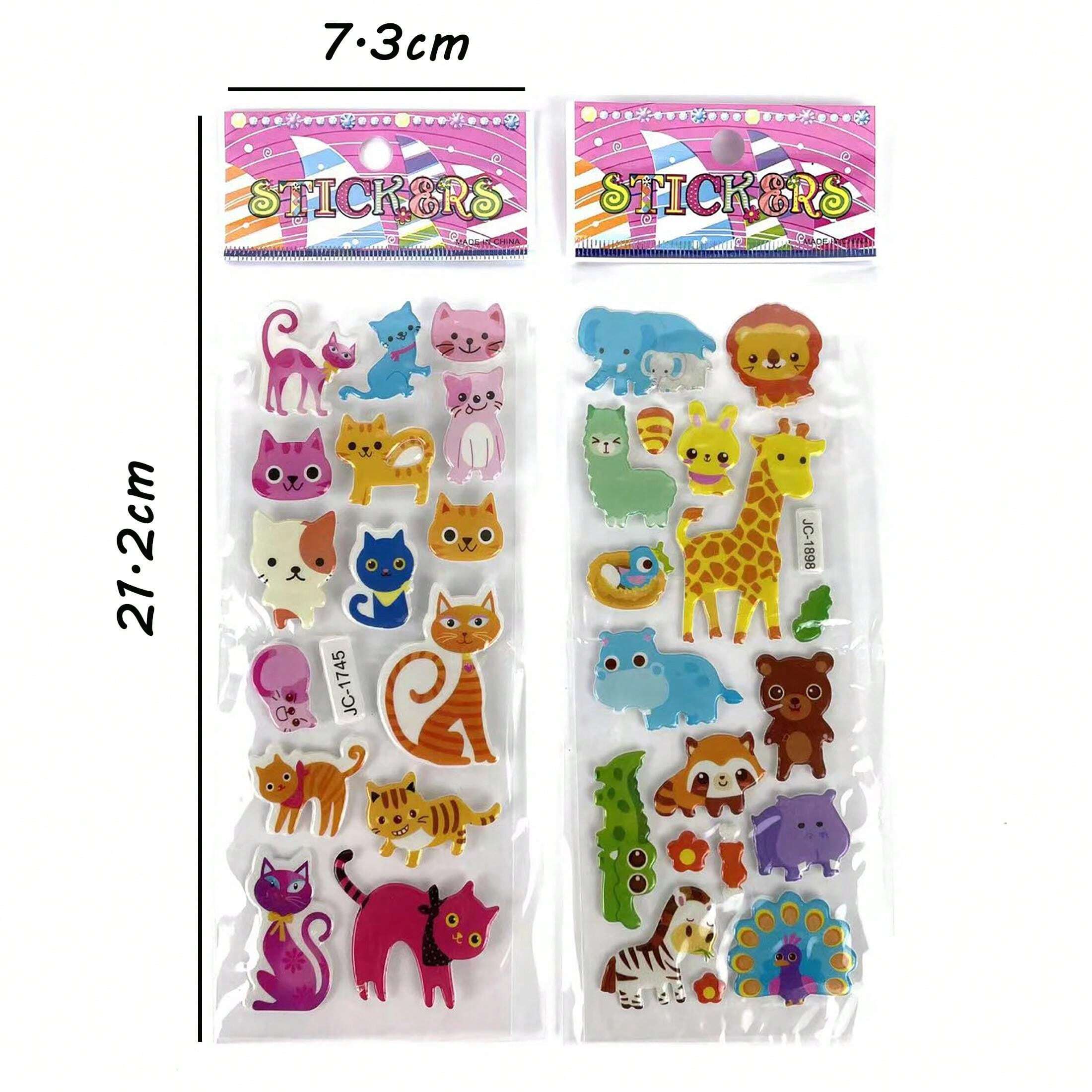 5 Sheets/Pack 3D Puffy Stickers Various Funny Cartoon Animal Fish Zoo