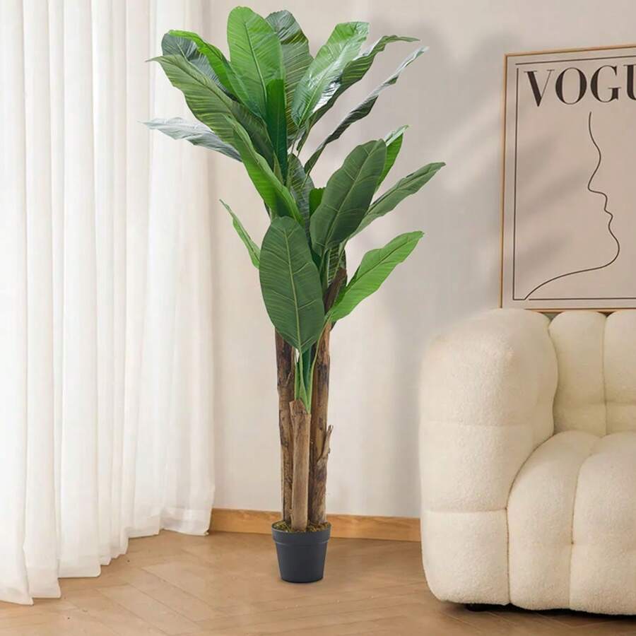 LIVINGANDHOME Living And Home 180cm Artificial Plant Fake Banana Tree In Pot - 180cm H  Green - View 1