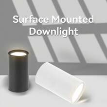 GU10 嵌入式吸顶灯，单头直管形吸顶灯，铝制，黑色/白色，复古风格，接受 GU10 灯泡，带/不带灯泡，易于安装，硬接线，适用于展览室、阅览室、餐厅、酒吧、卧室、咖啡厅、客厅、服装店 - GU10燈頭直筒明裝筒燈 - 查看 8