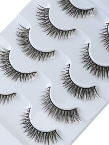 5pairs Faux Mink Fur False Eyelashes, Thick & Long & Natural Looking, Short Length, Full Strip, Dense Lashes