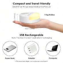 White Noise Machine For Kids, Sleep Sound Player, Night Light Timer, USB Rechargeable, Timed Shutdown - trắng - Xem 2