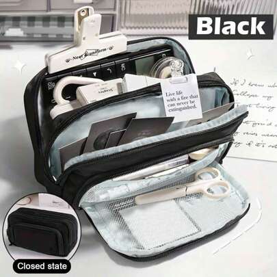 1pc Macaron Large Pencil Case Pouch, INS Stationery Bag, Portable Handheld Pencil Case Bag, Cosmetic Bag, For Teens Office, & School Supplies Back To School, Back To School, School Supplies, Pencil Pouch, School Bag