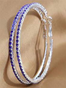 Exaggerated Large Hoop Earrings For Women, Simple Fashion Rhinestone Decor Big Circular Earrings - Multicolor - View 13