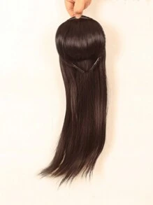 黑色棕色假发和头带集成刘海贴片合成头带 - Dark Brown - 查看 5