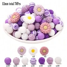 76pcs 12mm Small Daisy Flower Silicone Beads For DIY Jewelry Making Of Necklace, Bracelet, Keychain, Anti-Lost Wristband Valentines