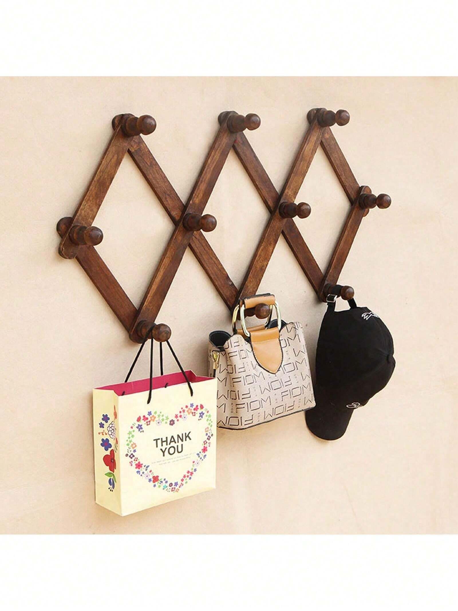 Wall Mounted Expandable Carbonized Wood Clothes Hanger Rack SHEIN ASIA