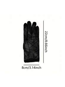 Black Spider Net Gloves, Thin Breathable Sunscreen Gloves, Halloween Cosplay Decorative Gloves For Women - Black - View 8