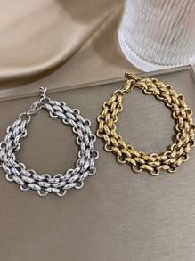 1 chiếc vòng tay bằng thép không gỉ kiểu cổ điển, vòng tay tennis mạ vàng dành cho nữ, thích hợp để đeo hàng ngày, dự tiệc, sinh nhật, Giáng sinh và các dịp khác. - Nhiều màu - Xem 4
