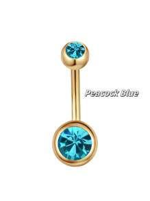 1pc Fashionable Stainless Steel Cubic Zirconia Golden Belly Button Ring, Suitable Navel Belly Ring Navel Jewelry Navel Piercing Bar Belly Rings Navel Nail Navel Rings Belly Piercing Jewelry For Women And Girls Daily Wear