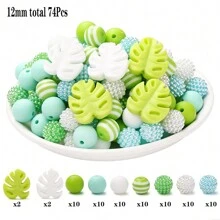 74pcs Turtle Shell Silicone Beads Set, DIY Jewelry Making Accessories For Necklace Pendant - Multicolor - View 14