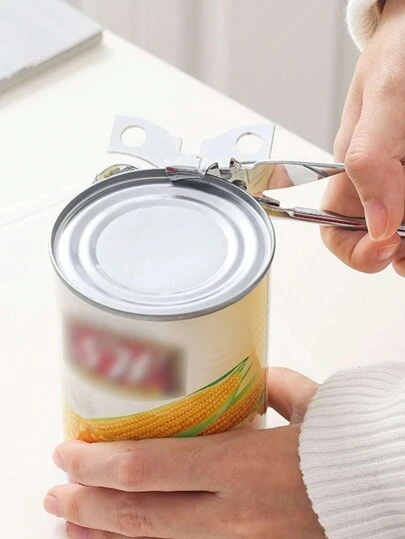 1pc Stainless Steel Can Opener, Silver Labor Saving Can Opener For Household