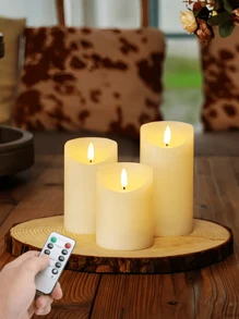 1/3pcs Flameless Candles, Flickering Pillar Candles 4"/5"/6", Battery Operated LED Candles With Remote Control And 2/4/6/8 Hour Timer, Suitable For Home, Wedding, Birthday Decor