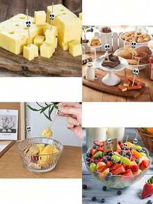 100pcs Honbay Skull Shape Cocktail Picks, Skull Themed Fruit Food Sandwich Cupcake Toppers Toothpicks For Wedding Birthday Party Decorations