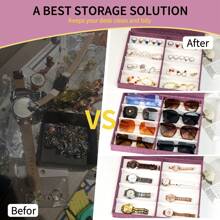 Un contenitore multifunzione multistrato in 8 scomparti in tessuto Oxford con perline e velluto, dal design giovanile, alla moda e senza tempo, adatto per conservare occhiali, gioielli, orologi e orecchini. Uno stile casual, un design semplice, facile da riporre, adatto a tutte le stagioni primavera, estate, autunno e inverno, sia per uomo che per donna. - Stile regolare - Visualizzare 5