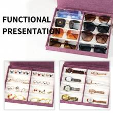 Un contenitore multifunzione multistrato in 8 scomparti in tessuto Oxford con perline e velluto, dal design giovanile, alla moda e senza tempo, adatto per conservare occhiali, gioielli, orologi e orecchini. Uno stile casual, un design semplice, facile da riporre, adatto a tutte le stagioni primavera, estate, autunno e inverno, sia per uomo che per donna. - Stile regolare - Visualizzare 4