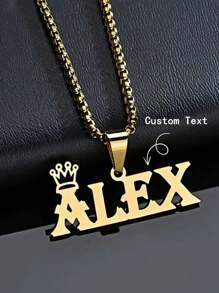 1 chiếc dây chuyền thép không gỉ, mặt dây chuyền hình vương miện và tên tùy chỉnh, mặt dây chuyền chữ cái cho nam giới, quà tặng sinh nhật/Ngày của Cha, màu bạc, vàng, phong cách, thời trang mùa thu, cổ điển, quý tộc, giản dị, đơn giản, tùy chỉnh, cá nhân hóa, độc đáo, quà tặng lý tưởng cho anh ấy, gia đình, bạn bè, cô ấy, bạn trai, bố, con trai, để đeo hàng ngày, dự tiệc, ngày Valentine, lễ tốt nghiệp. - Nhiều màu - Xem 1