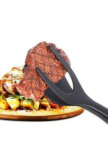 Tongs Clip Shovel Spatula Kitchen Tool 2 In 1 Non-Stick Heat Resistant Clamp - 黑色 - 查看 3