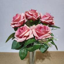 Pink Velvet Bouquet Artificial Flower For Wedding Decoration, Arrangements, Decorating Parties And Home - Rusty Rose - View 1