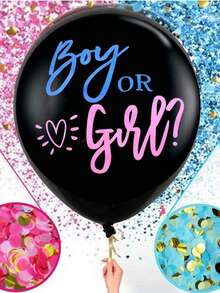 3pcs 36-Inch Gender Reveal Printed Balloons For Party Decoration - Multicolor - View 1