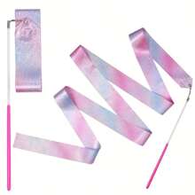 2 piezas Cintas de listones para entrenar gimnasia artística, ballet y porrismo para porrista - Multicolor - Ver 3