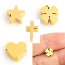 5个不锈钢心形、十字星形、四叶草吊坠，高抛光，适用于DIY手链项链首饰制作 - 吊墜 - 查看 7