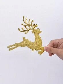 1 件可爱圣诞鹿雕像，圣诞节装饰的理想节日庆祝家居装饰配件 - 金色 - 查看 5