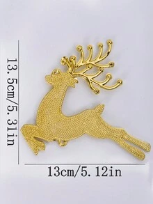 1 件可爱圣诞鹿雕像，圣诞节装饰的理想节日庆祝家居装饰配件 - 金色 - 查看 6