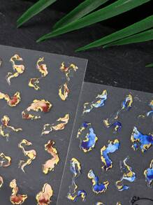 3PCS Miếng dán móng tay 3D màu tím xanh nâu mực thiết kế Decals Charm Gold Line trang trí nghệ thuật tự dính Holographic Gel Slider Phụ kiện làm móng Công cụ - Nhiều màu - Xem 7