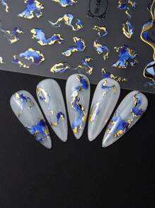 3PCS Miếng dán móng tay 3D màu tím xanh nâu mực thiết kế Decals Charm Gold Line trang trí nghệ thuật tự dính Holographic Gel Slider Phụ kiện làm móng Công cụ - Nhiều màu - Xem 4
