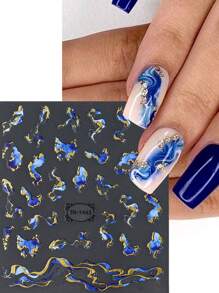 3PCS Miếng dán móng tay 3D màu tím xanh nâu mực thiết kế Decals Charm Gold Line trang trí nghệ thuật tự dính Holographic Gel Slider Phụ kiện làm móng Công cụ - Nhiều màu - Xem 2