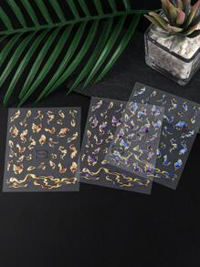 3PCS Miếng dán móng tay 3D màu tím xanh nâu mực thiết kế Decals Charm Gold Line trang trí nghệ thuật tự dính Holographic Gel Slider Phụ kiện làm móng Công cụ - Nhiều màu - Xem 9