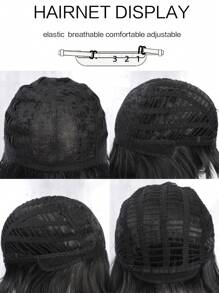 DIY 动漫角色扮演假发带刘海 24 英寸合成短直发黑色假发双长可拆卸爪夹马尾自然短直发洛丽塔假发女士适合万圣节圣诞派对