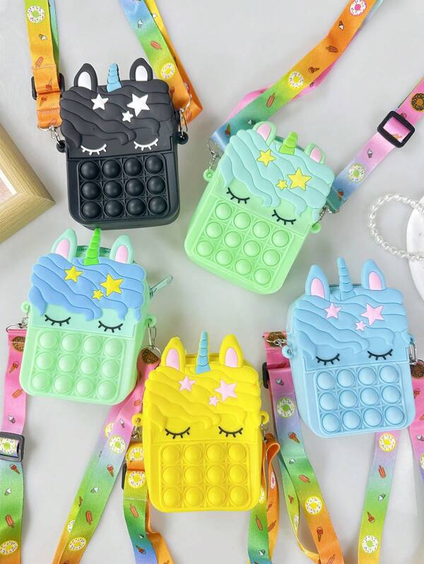 Solid Color Silicone Coin Purse Cartoon Sling Bag