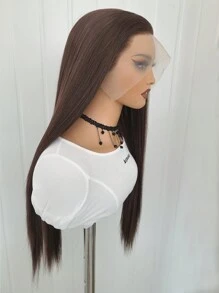 24-Inch Long 13x4 Straight Free Parting Lace Front Synthetic Wig Made Of Heat-Resistant Fiber For Daily Wear - Brown - View 6