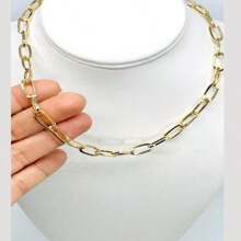 Women's Necklace In The Shape Of A Chain With A Plated Padlock - NEW - Vàng - Xem 2