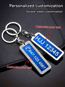 Personalized Engraved Keychain, Custom Car License Plate Keychain, Customized Car Key Chain With Name Tag And Phone Number, Great Automotive Accessory Gift Idea For Father, Boyfriend,Engraved,Stainless,Colorful,Cute,Adorable,Funny,Kawaii,Y2K,Stylish,Unisex,Casual,Custom,Personalized,Unique,Customized,Ideal Gifts For Him,Ideal Gifts For Her,Her,Boyfriend,Girlfriend,Family,Friends,Children,For Anniversaries,For Valentine's Day,For Mother's Day,For Birthdays,For Children's Day,For Father's Day,For Graduation,For Weddings,For Housewarming,Chic Autumn,Apparel Accessories,Customized Keychains & Accessories - Glossy Blue Bottom (small) - View 12