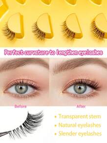 5 Paar Mini Süße Super Kurze Halb-Wimpern Falsche Wimpern, transparenter Stiel, Katzenaugen-Stil, weiche 3D Kunstmink Wimpern, für natürliches Make-up - 5 Paar/Box. Geeignet für kleine Augen, wiederverwendbar für täglichen Gebrauch und Dates - Natürliche Wimpern - Übersicht 2