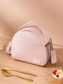 1pc Semicircular Thermal Bag, Oxford Cloth Material, Modern Minimalist Design, Outdoor Travel Picnic Cooler Lunch Box Bag With Shoulder Strap Lunch Bag Lunchbox Lunch Bag Women For School For Teacher For Camping Cooler Bag For Classroom Cool Bag Picnic Bag Office AccessoriesInsulatedWomanFor Women LadiesSchool Supplies Stuff Accessories Bag For School School Accessories School Stuff