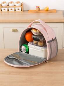 1pc Semicircular Thermal Bag, Oxford Cloth Material, Modern Minimalist Design, Outdoor Travel Picnic Cooler Lunch Box Bag With Shoulder Strap Lunch Bag Lunchbox Lunch Bag Women For School For Teacher For Camping Cooler Bag For Classroom Cool Bag Picnic Bag Office AccessoriesInsulatedWomanFor Women LadiesSchool Supplies Stuff Accessories Bag For School School Accessories School Stuff