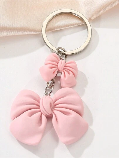 1pc Creative Fashionable Pink Bowknot Keychain With Minimalist Polyresin Pendant, Suitable For Valentine'S Day, Girlfriend'S Gift And Friend'S Birthday Gift Valentines Car Accessories Bag Charm School Cute Goth Y2k