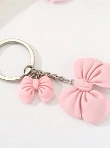 1pc Creative Fashionable Pink Bowknot Keychain With Minimalist Polyresin Pendant, Suitable For Valentine'S Day, Girlfriend'S Gift And Friend'S Birthday Gift Valentines Car Accessories Bag Charm School Cute Goth Y2k - Pink - View 3