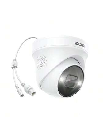 Telecamera di sorveglianza ZOSI da 5MP 3K Power over Ethernet per esterni, accesso remoto tramite app, rilevamento intelligente di persone e veicoli, audio bidirezionale, archiviazione locale e cloud, visione Starlight