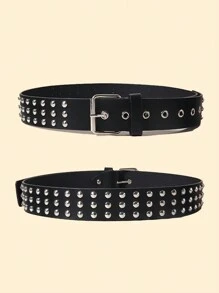 1pc Punk Style Rivet, Bullet, Star Decorated Denim Belt, 5 Colors Available Halloween Summer, School Fall, Autumn, Halloween - Punk Belt - View 9