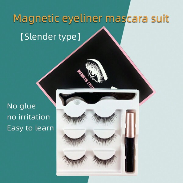 1 pièce Faux cils magnétiques 5D - Style naturel allongeant, convient pour le quotidien, le travail, les études, les voyages et les fêtes