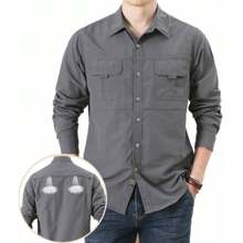 Camisa de manga larga transpirable de secado rápido para hombre Ropa de trabajo Camisa para exteriores - Gris - Ver 4