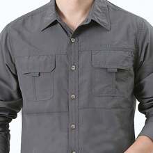 Camisa de manga larga transpirable de secado rápido para hombre Ropa de trabajo Camisa para exteriores - Gris - Ver 9