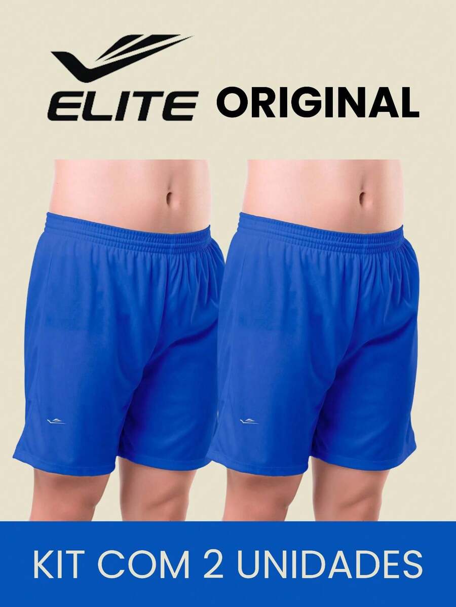 Kit 2 Adult Men's Shorts For Football Sports Gym - Royal Blue - View 1