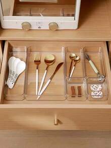 1/4 piezas Caja de almacenamiento de cajón transparente versátil, organizador de cosméticos transparente multifuncional y elegante para maquillaje, joyas y accesorios, perfecto para uso en el hogar, la oficina y los viajes, regalo ideal para cumpleaños, fiestas y ocasiones especiales, mantenga su espacio ordenado y ordenado con esta elegante solución de almacenamiento - transparente - Ver 2