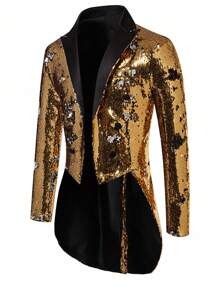 Men Glitter Tailcoat Suit Tuxedo Jacket For Stage Performance Formal Costume