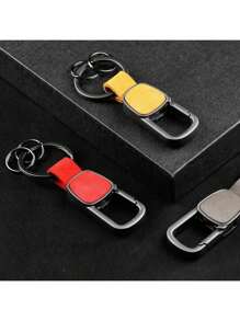 Customized Frosted Cowhide Metal Keychain Retro Vintage Leather Car Logo Key Chain Ring Laser Engrave Keyring For Men And Women - Coffee - View 7